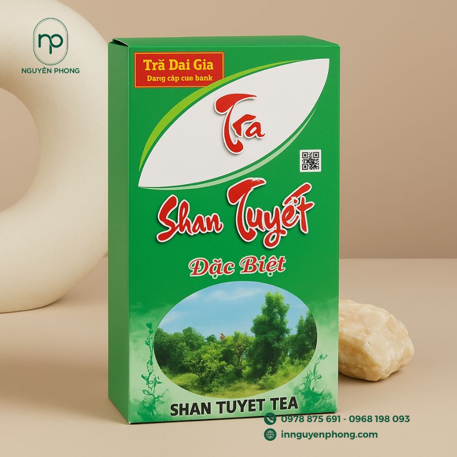 In hộp giấy đựng trà Shan Tuyết cổ thụ sang trọng, thu hút khách hàng